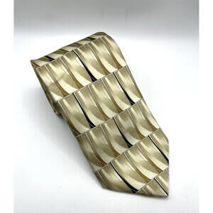 George Tie Geo Block Gold and Black  Wide 100% Silk 4 X 58
